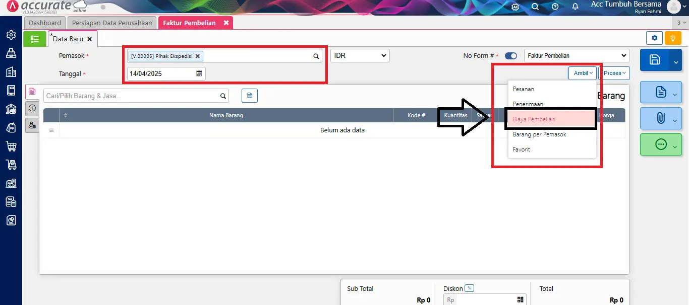 mencatat beban pembelian ke cost nilai persediaan